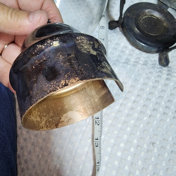 VINTAGE SILVER PLATED BASE  EUC COFFEE TEA GLASS CARAFE WARMER SET - Picture 9 of 11